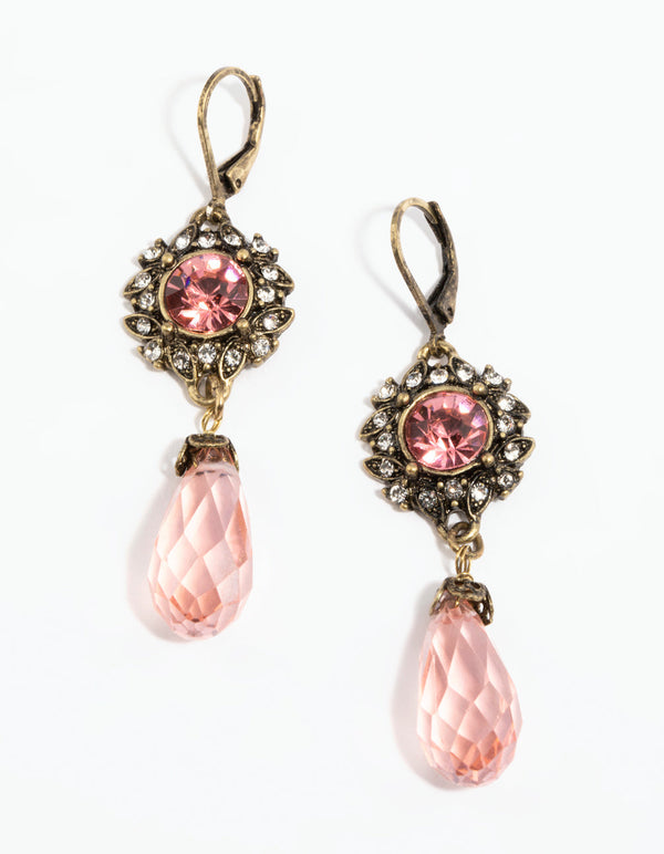 Antique Gold Vintage Pear Drop Earrings