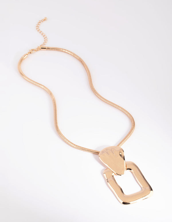 Gold Molten Door Knocker Necklace