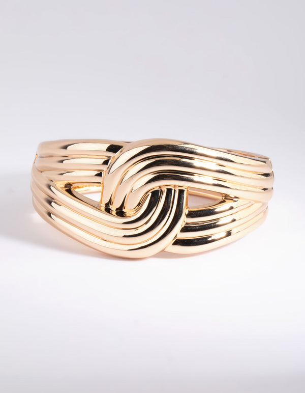 Gold Cross Over Bangle Bracelet