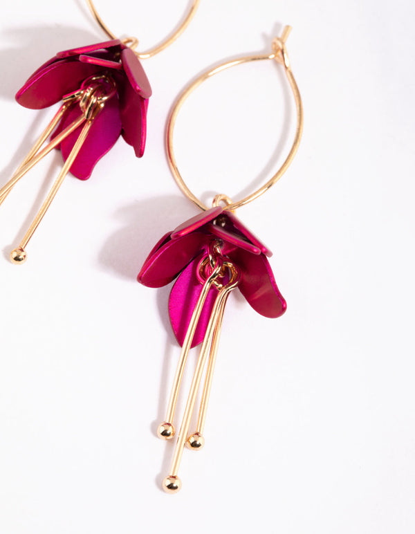 Fuchsia Flower Drop Earrings