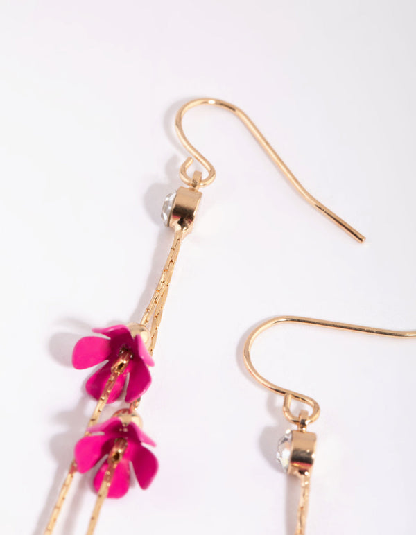 Fuchsia Flower Drop Earrings