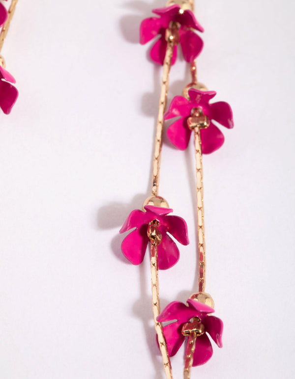 Fuchsia Flower Drop Earrings