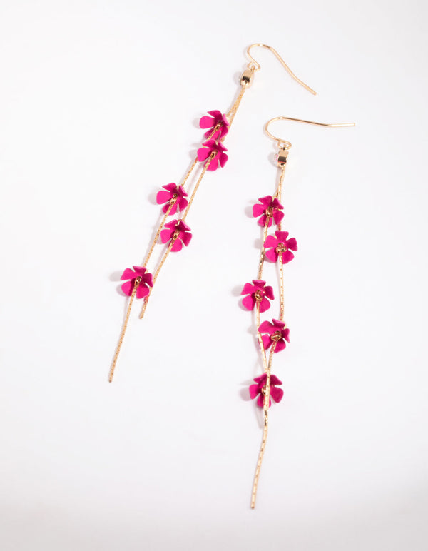 Fuchsia Flower Drop Earrings
