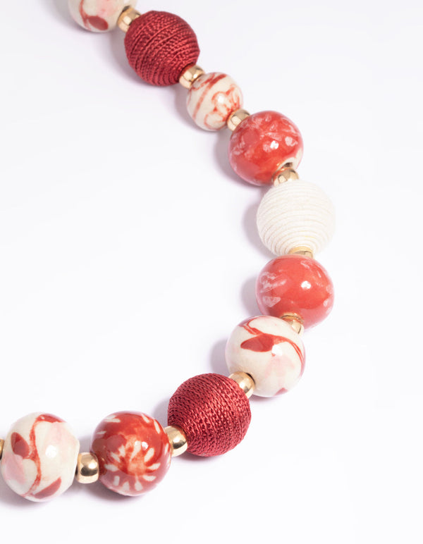 Rode gemengde kralen touw ketting