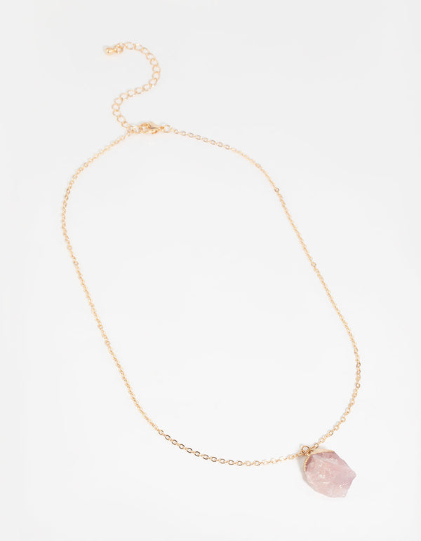 Gold Rose Quartz Necklace