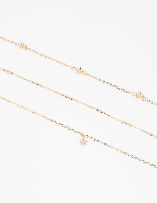 Gold Star Bracelet and Anklet Pack