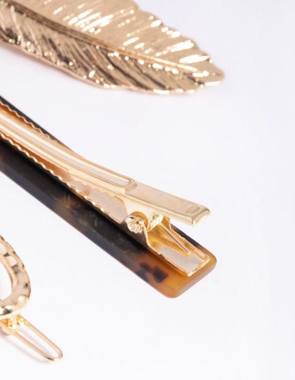Gold and Tortoiseshell Clips