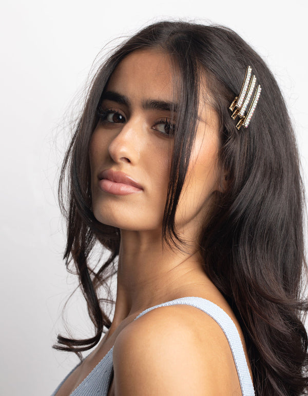 Gold Diamante Clips