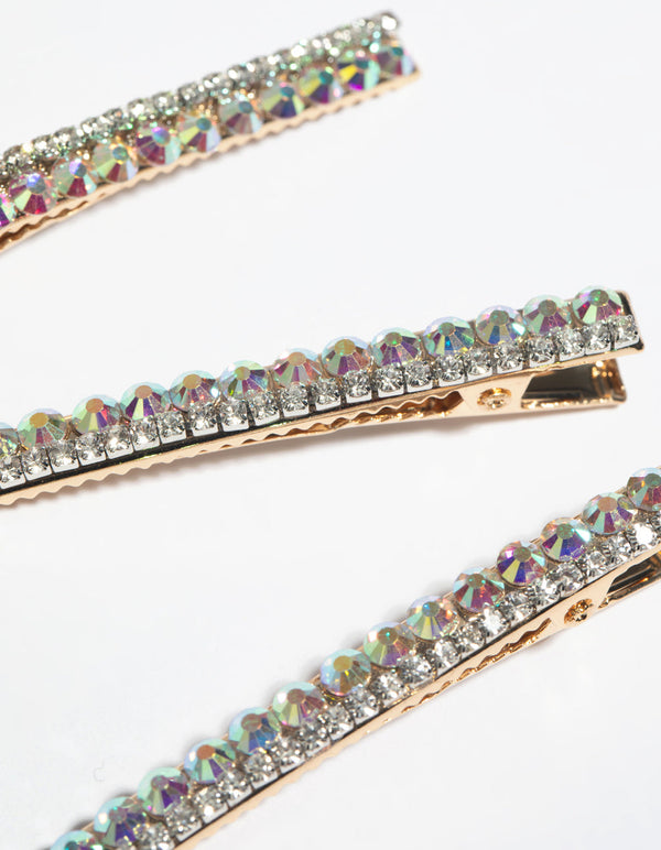 Gold Diamante Clips