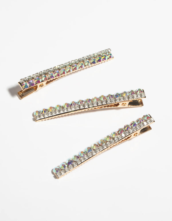 Gold Diamante Clips