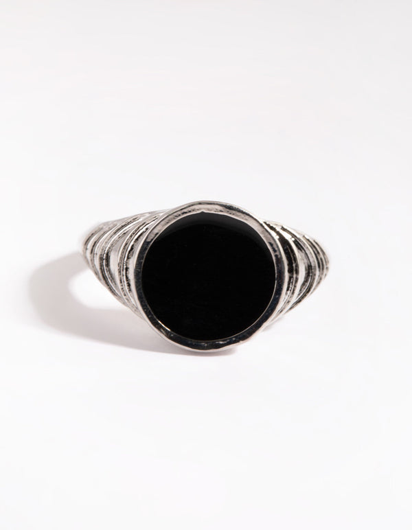 Black Enamel Centre Ring
