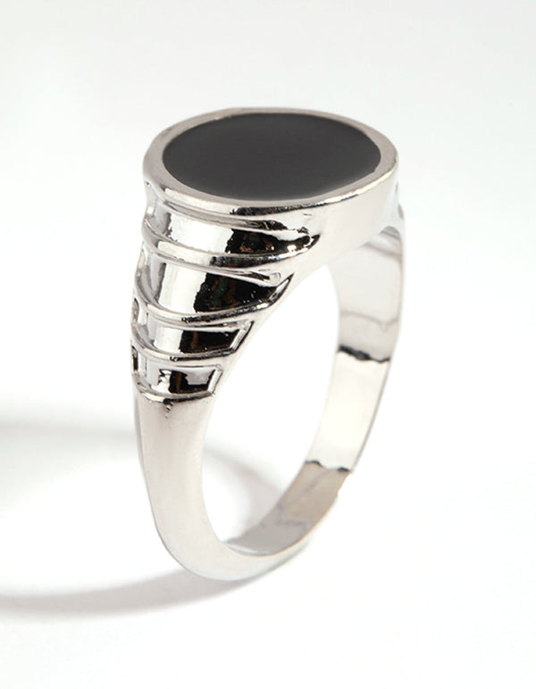 Black Enamel Centre Ring