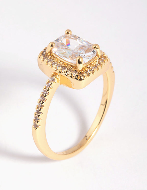 金色方晶锆石戒指