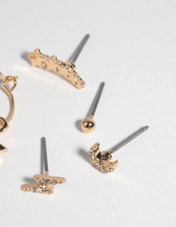 Gold Celestial Stud Earring Pack