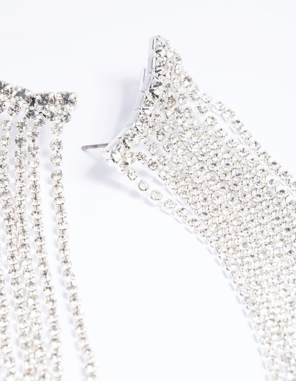 Silver Diamante Crawler Cuff Earrings