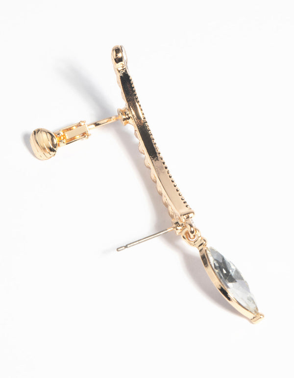 Gold Marquise Cuff Earrings
