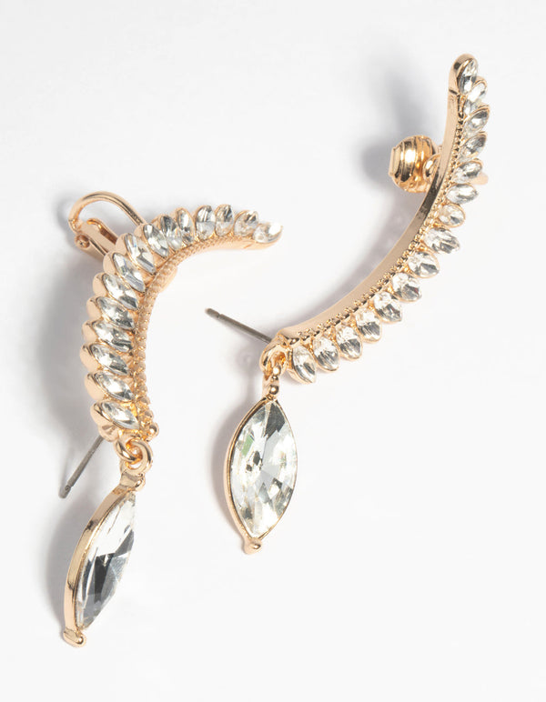 Gold Marquise Cuff Earrings