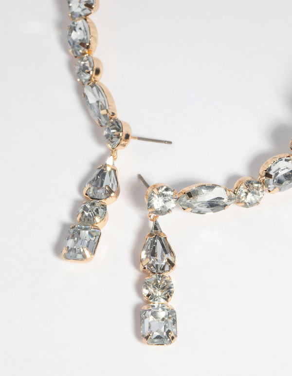 Gold Statement Diamante Cuff Earrings