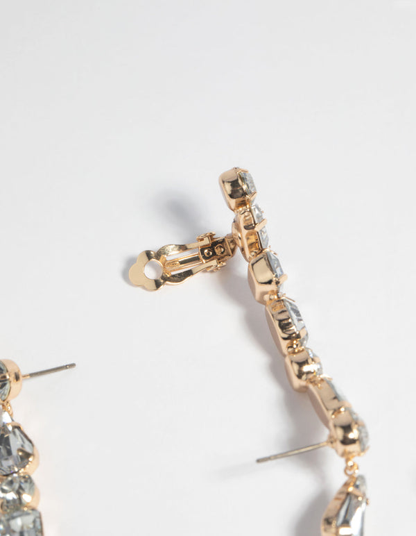 Gold Statement Diamante Cuff Earrings