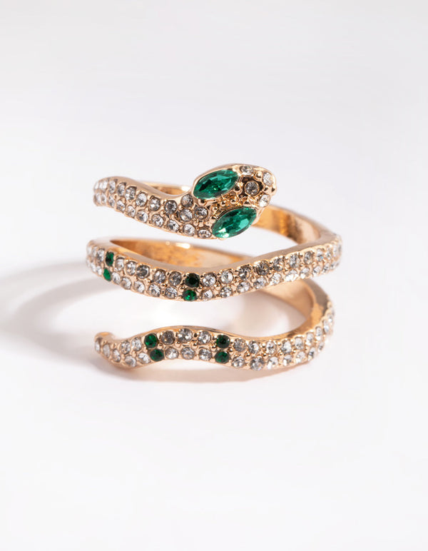 Gold Diamante Snake Ring