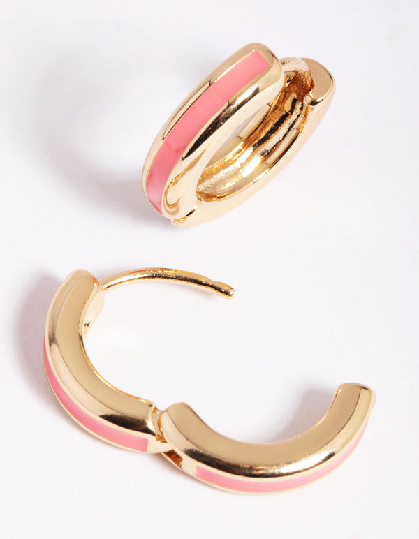 Pink Enamel Hoop Earrings