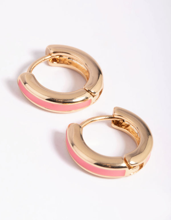 Pink Enamel Hoop Earrings
