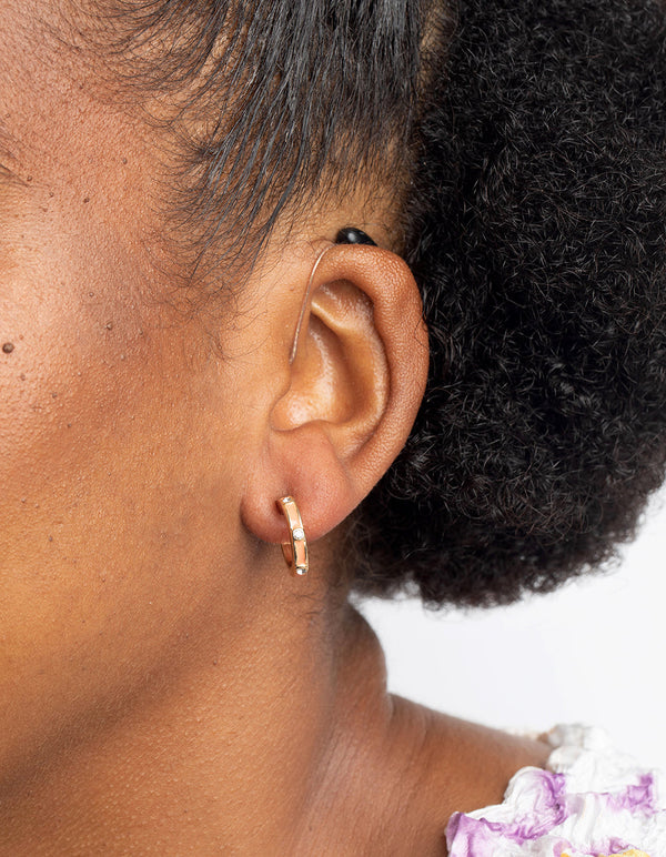 Orange Enamel Diamante Hoop Earrings
