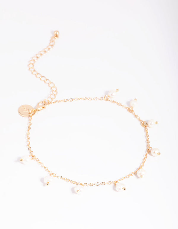 Gold Freshwater Pearl Anklet