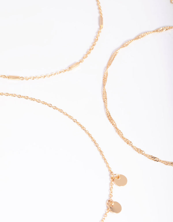 Gold Disc and Chain Anklet Pack