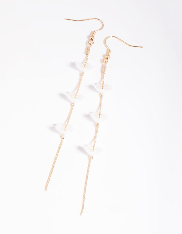 White Flower Drop Earrings