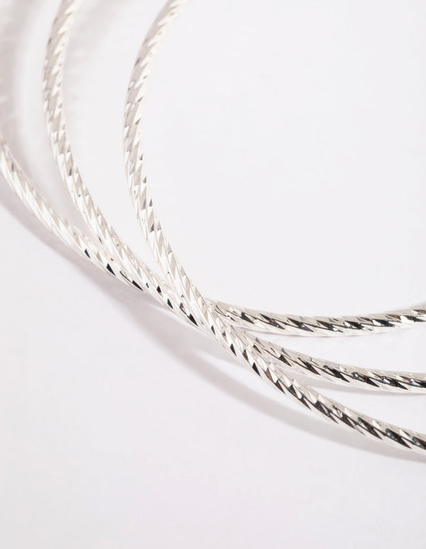 Silver Textured Bangle Pack