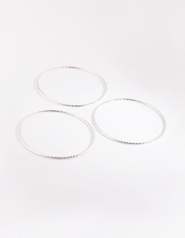 Silver Textured Bangle Pack