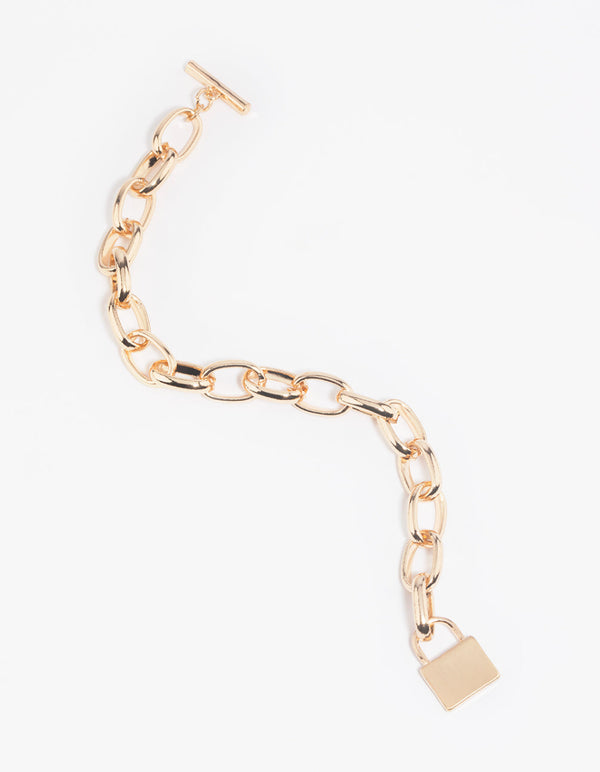 Gold Padlock Chain Bracelet