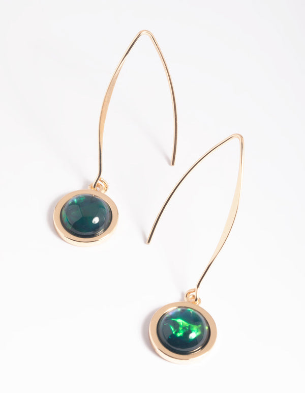 Black Marbled Bead Drop Earrings