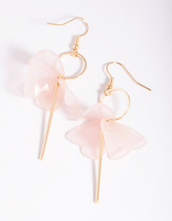 Pink Heart Petal Drop Earrings