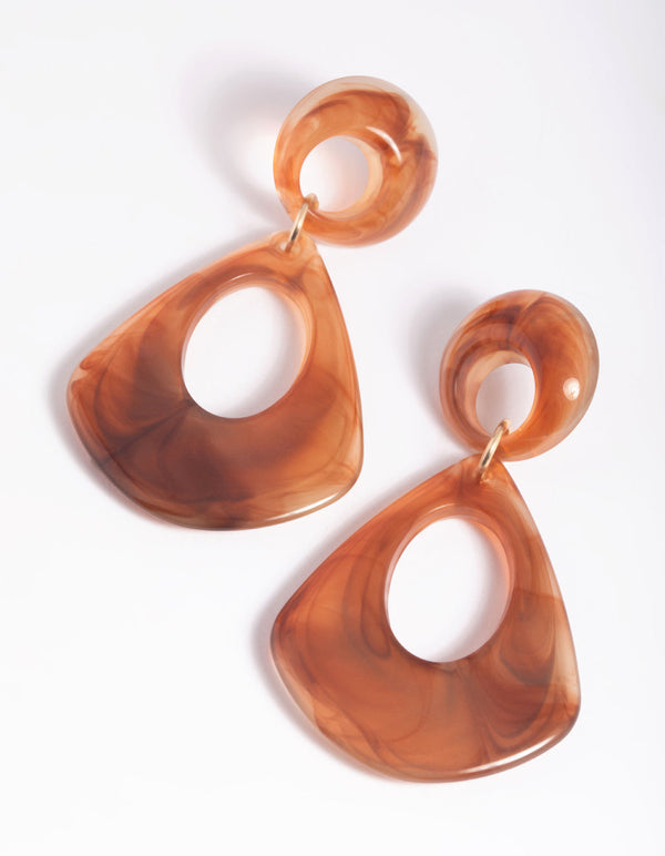 Brown Oblong Drop Earrings
