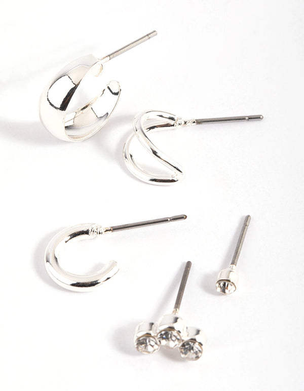 Zilveren oorbellen met diamanten