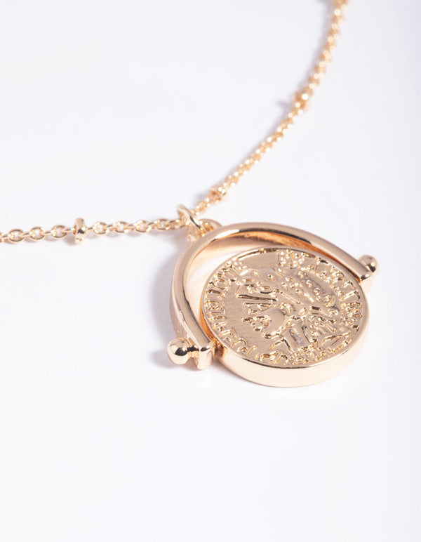 Gold Spinning Coin Necklace