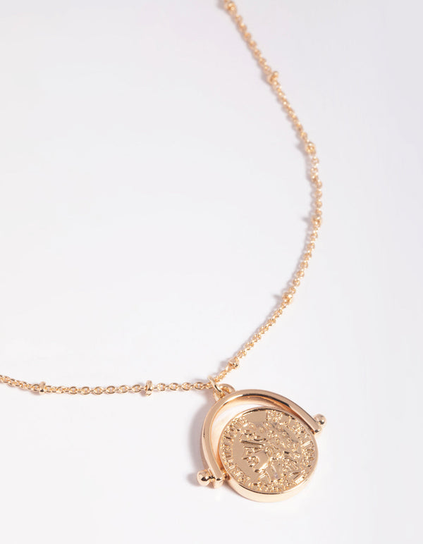 Gold Spinning Coin Necklace