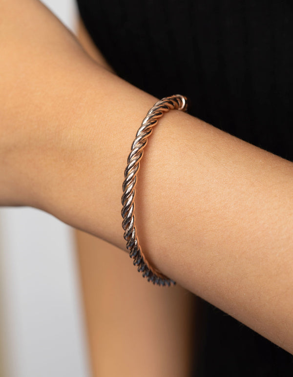 Rose Gold Twisted Cuff Bangle