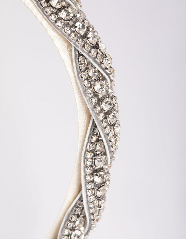 Silver Diamante Twisted Headband
