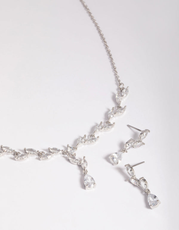 铑钻石仿品藤项链和耳环套装
