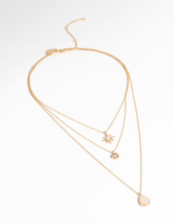 Gold Plated Celestial Semi-Precious Stone Necklace