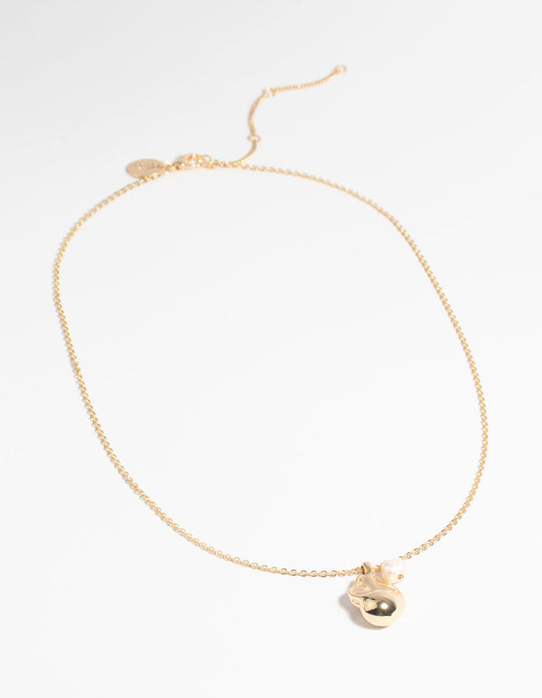 Gold Plated Freshwater Pearl Molten Necklace