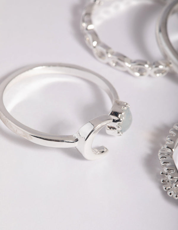 Silver Plated Moonstone Ring Pack