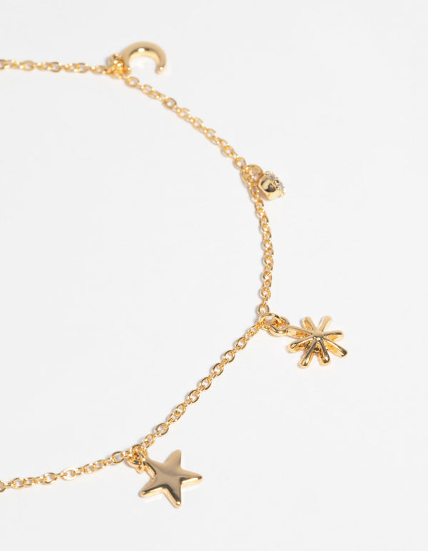 Gold Plated Celestial Diamante Anklet