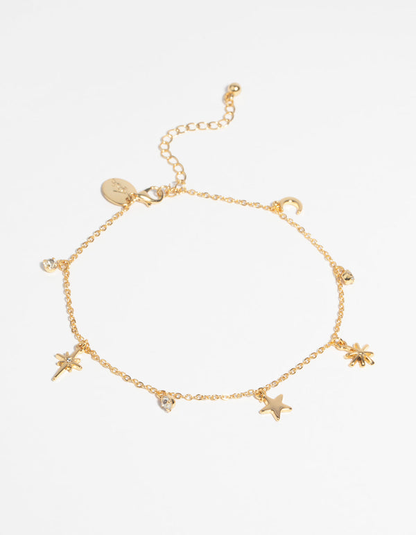 Gold Plated Celestial Diamante Anklet