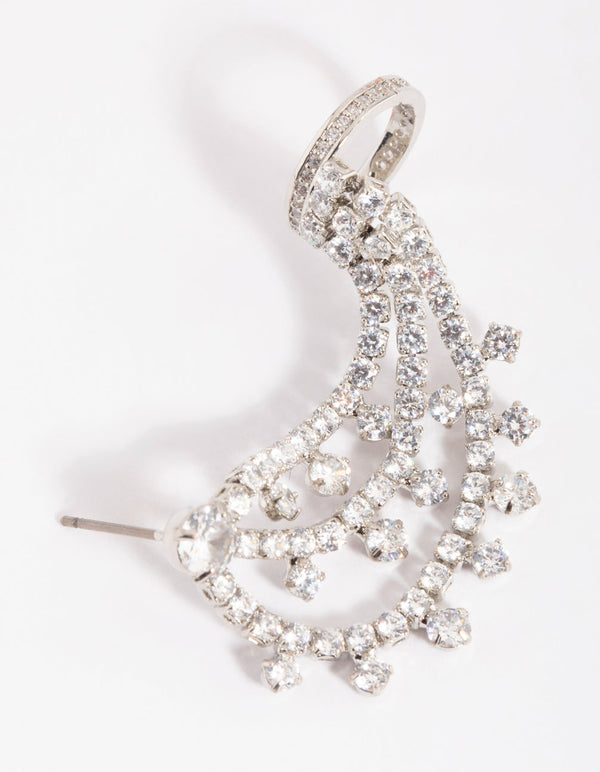 Cubic Zirconia Statement Drape Cuff Earrings