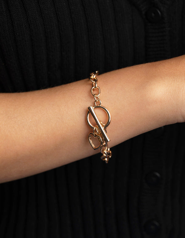 Gold Heart Charm Bracelet