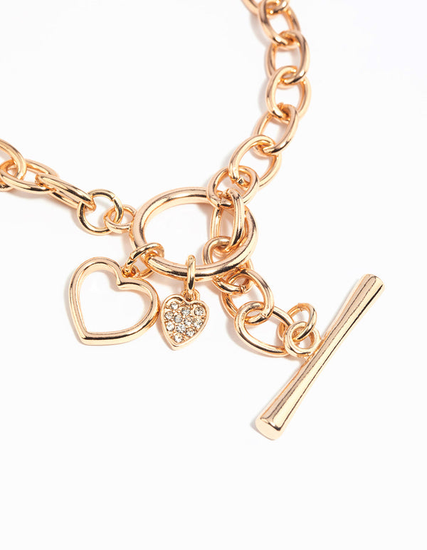 Gold Heart Charm Bracelet
